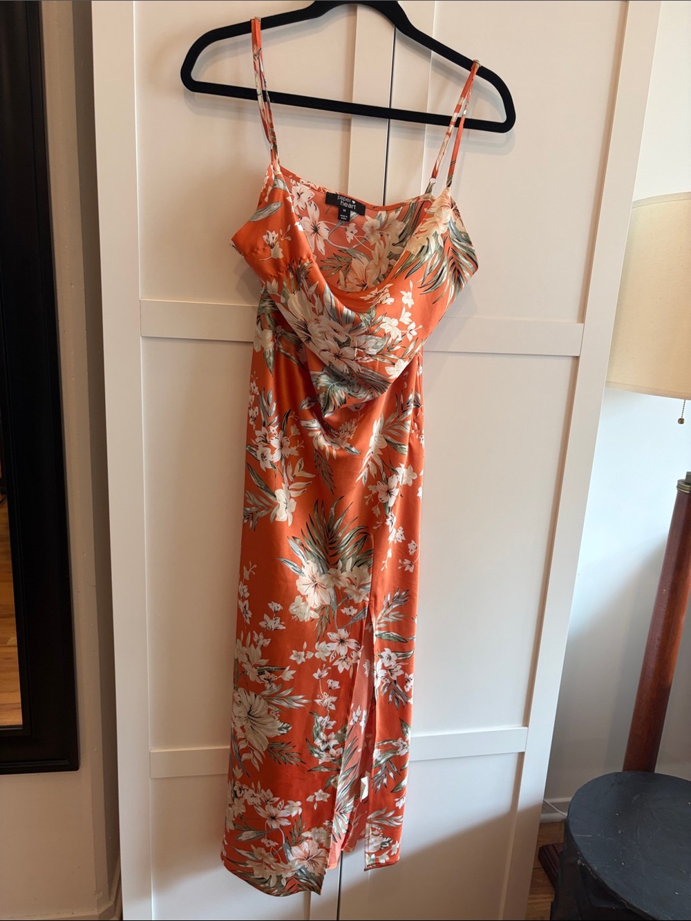 Floral Slip Midi Dress in Orange